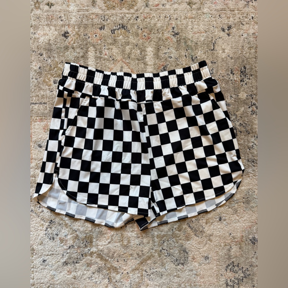 White/black Checkered Soft Shorts